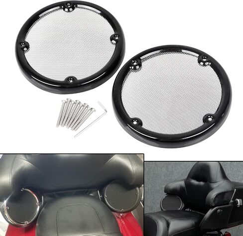 Black Tour Pak Speaker Trim w/Chrome Mesh Speaker Grills Fit For Harley Electra Glide Ultra Limited FLHTK Road Glide 1996-2013 in Saudi Arabia