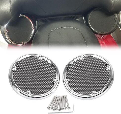 Black Tour Pak Speaker Trim w/Chrome Mesh Speaker Grills Fit For Harley Electra Glide Ultra Limited FLHTK Road Glide 1996-2013 in Saudi Arabia