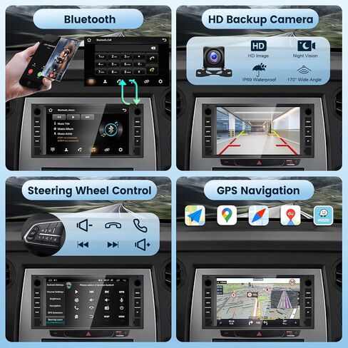 Android 13 Car Radio Stereo for Jeep Wrangler JK Compass Patriot/Chrysler/Dodge RAM with Wireless Carplay/Android Auto, 7 inch Touch Screen/Bluetooth/GPS/WiFi/HiFi Audio/SWC/HD Camera in Saudi Arabia