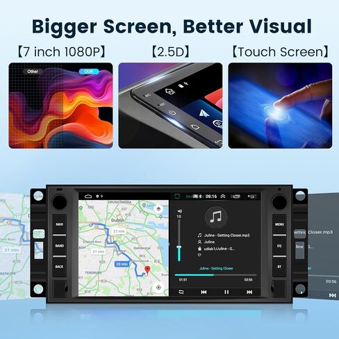 Android 13 Car Radio Stereo for Jeep Wrangler JK Compass Patriot/Chrysler/Dodge RAM with Wireless Carplay/Android Auto, 7 inch Touch Screen/Bluetooth/GPS/WiFi/HiFi Audio/SWC/HD Camera in Saudi Arabia