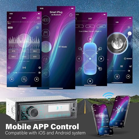 Single Din Car Radio, Car Stereo with Bluetooth Handsfree with App Control Supports FM/AUX/TF/EQ/USB,Quick Charge | Not a CD Player in Kuwait