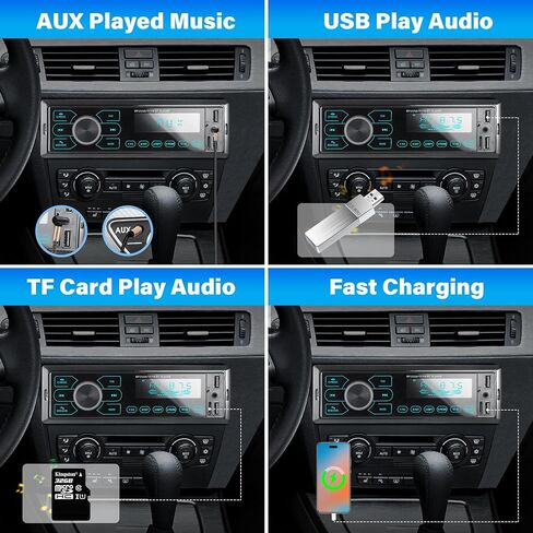 Single Din Car Radio, Car Stereo with Bluetooth Handsfree with App Control Supports FM/AUX/TF/EQ/USB,Quick Charge | Not a CD Player in Kuwait