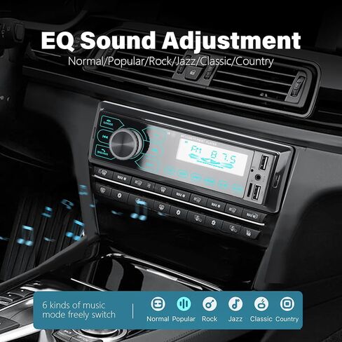 Single Din Car Radio, Car Stereo with Bluetooth Handsfree with App Control Supports FM/AUX/TF/EQ/USB,Quick Charge | Not a CD Player in Kuwait