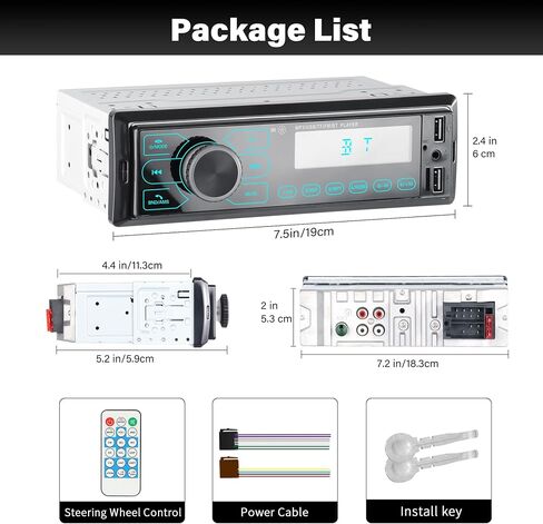 Single Din Car Radio, Car Stereo with Bluetooth Handsfree with App Control Supports FM/AUX/TF/EQ/USB,Quick Charge | Not a CD Player in Kuwait