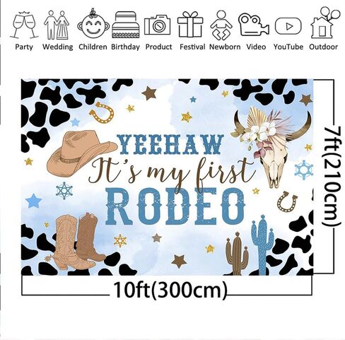 Mocsicka Western Cowgirl Birthday Backdrop My First Rodeo Birthday Decorations Girl Pink Western Country Cowgirl 1st Birthday Banner Photography Background Photo Booth Props(Pink, 7x5ft) in Saudi Arabia