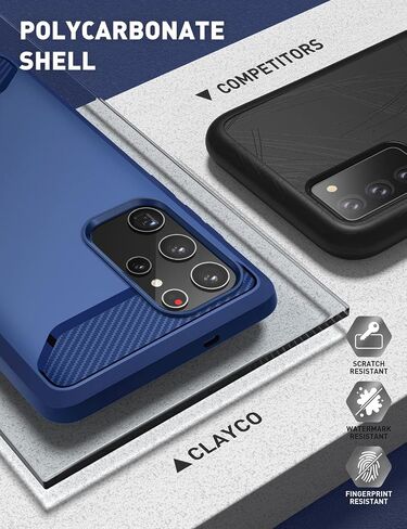 حافظة سلسلة Clayco Xenon لهاتف Samsung Galaxy S22 Ultra (6.8 بوصة) 5G 360 درجة حافظة هاتف محمول قوية واقية من الصدمات غطاء كامل مع واقي شاشة مدمج إصدار 2022 (أسود) in Kuwait