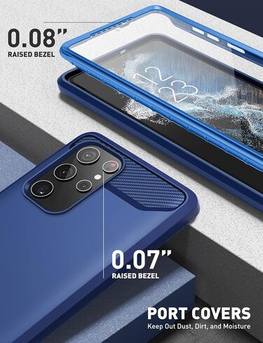 حافظة سلسلة Clayco Xenon لهاتف Samsung Galaxy S22 Ultra (6.8 بوصة) 5G 360 درجة حافظة هاتف محمول قوية واقية من الصدمات غطاء كامل مع واقي شاشة مدمج إصدار 2022 (أسود) in Kuwait