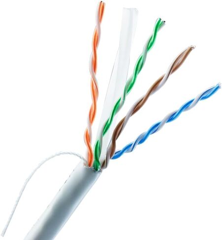 Skyline Cat 6 23 AWG 550 Mhz كبل شبكة إيثرنت نحاسي عاري صلب - تصنيف CMR (صندوق سحب 1000 قدم / أبيض) in Kuwait