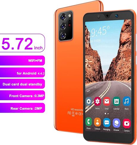 هاتف خلوي Akozon غير مقفل، Note30 Plus 5.72 بوصة هواتف مزدوجة البطاقات 512 ميجابايت 4 جيجابايت هاتف ذكي الاستعداد (برتقالي) in Saudi Arabia