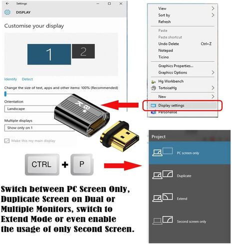 Cablecc HDMI 2.1 8K Type-A ذكر إلى أنثى محول فيديو موصل مستقيم مغناطيسي لأجهزة الكمبيوتر المحمول HDTV in Saudi Arabia