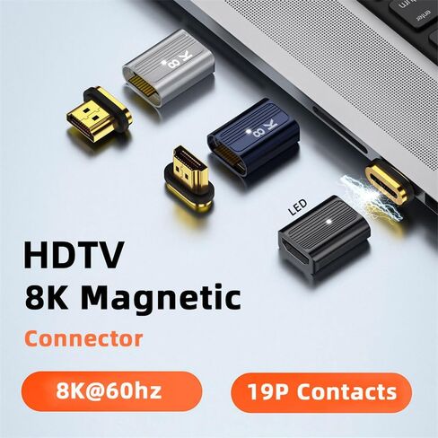 Cablecc HDMI 2.1 8K Type-A ذكر إلى أنثى محول فيديو موصل مستقيم مغناطيسي لأجهزة الكمبيوتر المحمول HDTV in Saudi Arabia