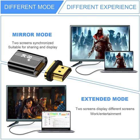 Cablecc HDMI 2.1 8K Type-A ذكر إلى أنثى محول فيديو موصل مستقيم مغناطيسي لأجهزة الكمبيوتر المحمول HDTV in Saudi Arabia