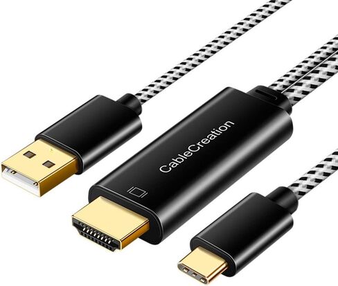 كابل CableCreation USB C إلى HDMI مع شحن USB بطول 6 أقدام، كابل من النوع C إلى HDMI، سلك HDMI إلى USB C متوافق مع الأجهزة التي تدعم وضع DP Alt، iPhone15/ 15Plus/ 15Pro max، Galaxy S20، MacBook/Pro in Saudi Arabia