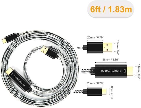 كابل CableCreation USB C إلى HDMI مع شحن USB بطول 6 أقدام، كابل من النوع C إلى HDMI، سلك HDMI إلى USB C متوافق مع الأجهزة التي تدعم وضع DP Alt، iPhone15/ 15Plus/ 15Pro max، Galaxy S20، MacBook/Pro in Saudi Arabia