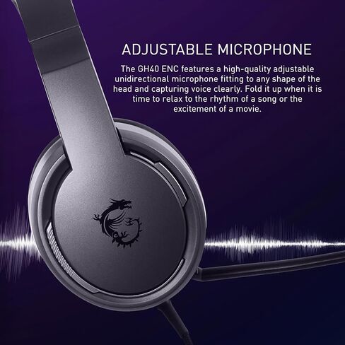 MSI IMMERSE GH40 ENC AM - Active ENC with Environment Noise canceling, Virtual 7.1 Surround,Light Weight & Self-Adjusting Headband in Saudi Arabia
