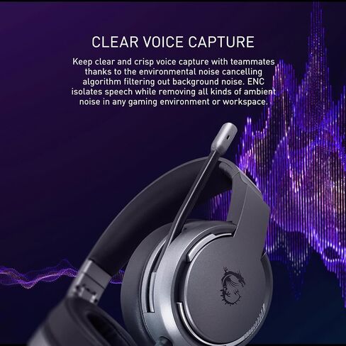 MSI IMMERSE GH40 ENC AM - Active ENC with Environment Noise canceling, Virtual 7.1 Surround,Light Weight & Self-Adjusting Headband in Saudi Arabia