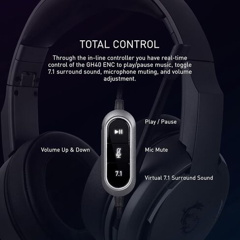 MSI IMMERSE GH40 ENC AM - Active ENC with Environment Noise canceling, Virtual 7.1 Surround,Light Weight & Self-Adjusting Headband in Saudi Arabia