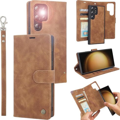 Case Wallet for Samsung Galaxy S23 Wallet Case, 6.1 Inch Magnetic Detachable Leather Flip Case with Card Holders, Wireless Charging Supported, Kickstand Phone Cover RFID Blocking, Black in Saudi Arabia