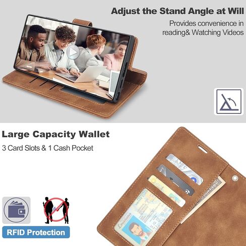 Case Wallet for Samsung Galaxy S23 Wallet Case, 6.1 Inch Magnetic Detachable Leather Flip Case with Card Holders, Wireless Charging Supported, Kickstand Phone Cover RFID Blocking, Black in Saudi Arabia