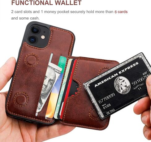 KIHUWEY Compatible with iPhone 12 Mini Wallet Case Credit Card Holder, Premium Leather Kickstand Durable Shockproof Protective Cover for iPhone 12 Mini 5.4 Inch(Black) in Saudi Arabia
