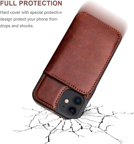 KIHUWEY Compatible with iPhone 12 Mini Wallet Case Credit Card Holder, Premium Leather Kickstand Durable Shockproof Protective Cover for iPhone 12 Mini 5.4 Inch(Black) in Saudi Arabia