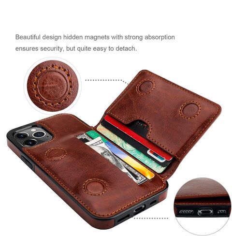 KIHUWEY Compatible with iPhone 12 Mini Wallet Case Credit Card Holder, Premium Leather Kickstand Durable Shockproof Protective Cover for iPhone 12 Mini 5.4 Inch(Black) in Saudi Arabia