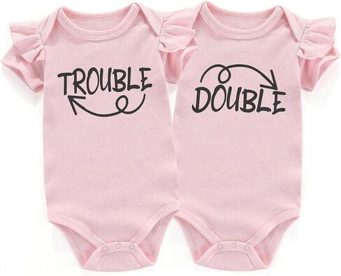 Double Trouble Newborn Twins Outfits Boy And Girl Baby Items outfits matching in Saudi Arabia