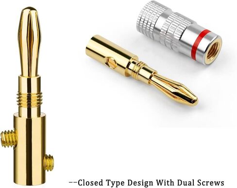 Speaker Banana Plugs 2 Pairs/4 Pcs, 24K Gold Plated Speaker Banana Plugs Connectors for Speaker Wire, Home Theater, Audio/Video Receiver, Amplifiers, Speaker Wall Plates and Sound Systems in Saudi Arabia