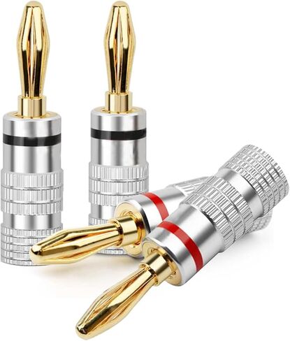 Speaker Banana Plugs 2 Pairs/4 Pcs, 24K Gold Plated Speaker Banana Plugs Connectors for Speaker Wire, Home Theater, Audio/Video Receiver, Amplifiers, Speaker Wall Plates and Sound Systems in Saudi Arabia