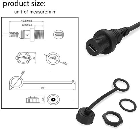 PENGLIN USB نوع C 3.0 كابل تمديد فلوش ماونت، USB C 3.0 سنادات بالسيارة تمديد داش كابل ذكر إلى أنثى (12 بوصة) in Kuwait