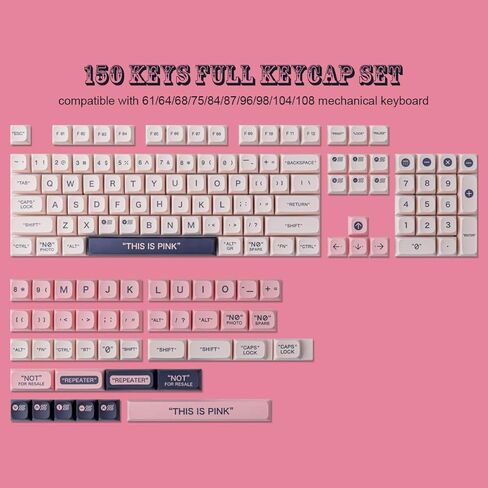 PBT Keycaps 147 مفتاحًا أغطية مفاتيح بلاستيكية وردية صبغ التسامي XDA Profile أغطية مفاتيح مخصصة أغطية مفاتيح لطيفة لـ Cherry Gateron MX Switches لوحات المفاتيح الميكانيكية in Kuwait