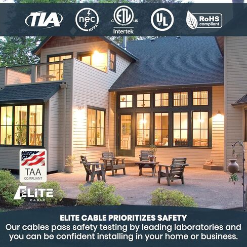 Elite Cat5e Shielded Riser (CMR)، FTP، أزواج ملتوية من الرقائق المعدنية، 24AWG، 350 ميجا هرتز، سرعات جيجابت، PoE، مدرج في قائمة UL، كابل كبير، (أزرق، 1000 قدم.) in Kuwait