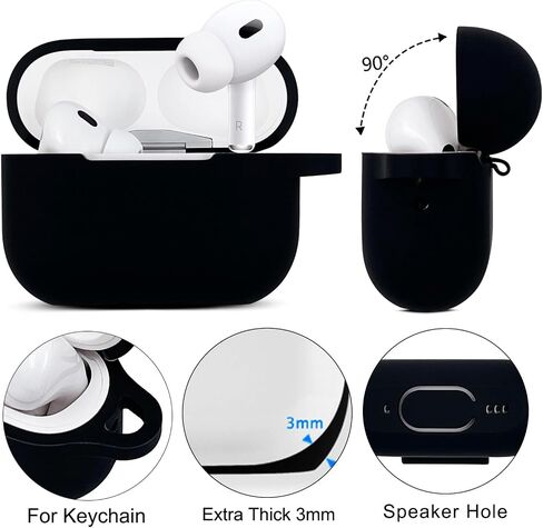 AirPods Pro 2nd Generation Case Cover with Cleaner Kit,Silicone Protective Case for Apple AirPod Pro 2nd/1st Earbuds Wireless Charging Cases with Girl Bling Keychain (Black) in Saudi Arabia