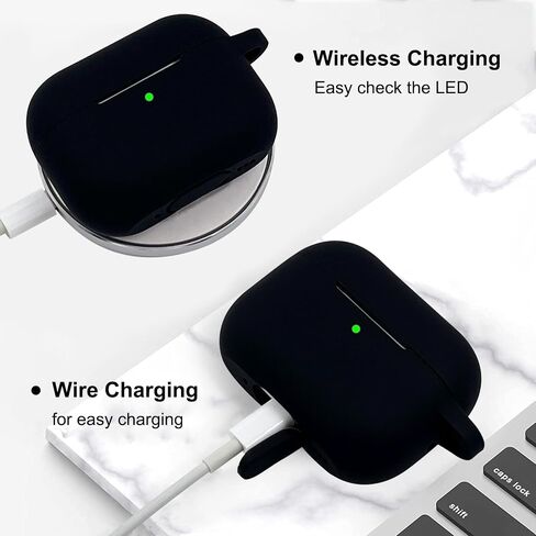 AirPods Pro 2nd Generation Case Cover with Cleaner Kit,Silicone Protective Case for Apple AirPod Pro 2nd/1st Earbuds Wireless Charging Cases with Girl Bling Keychain (Black) in Saudi Arabia