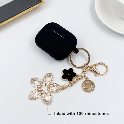 AirPods Pro 2nd Generation Case Cover with Cleaner Kit,Silicone Protective Case for Apple AirPod Pro 2nd/1st Earbuds Wireless Charging Cases with Girl Bling Keychain (Black) in Saudi Arabia