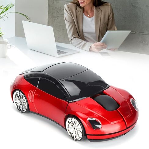 2.4GHz Car Mouse, 3D Sport Car Shape Ergonomic Optical Mice with USB Receiver, 1600 DPI Computer Mouse with LED Light for PC Laptop Computer Kids Girls Small Hands (Red) in Kuwait