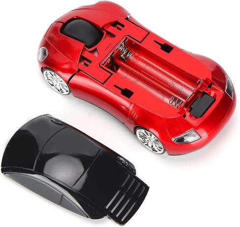 2.4GHz Car Mouse, 3D Sport Car Shape Ergonomic Optical Mice with USB Receiver, 1600 DPI Computer Mouse with LED Light for PC Laptop Computer Kids Girls Small Hands (Red) in Kuwait