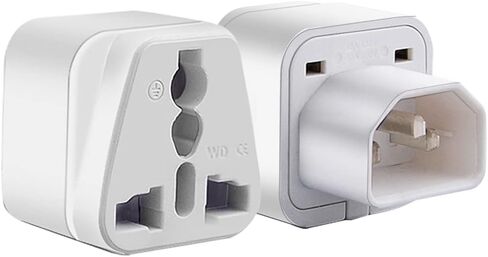 (2pack) C14 to NEMA-5-15P,IEC320 C14 to Universal Socket,for UPS/PDU Server,for EU US UK AU Socket Power Adapter AC Plug, a Computer Host & More C13 Socket Equipment (White) in Saudi Arabia