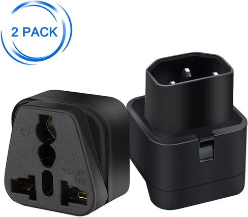 (2pack) C14 to NEMA-5-15P,IEC320 C14 to Universal Socket,for UPS/PDU Server,for EU US UK AU Socket Power Adapter AC Plug, a Computer Host & More C13 Socket Equipment (White) in Saudi Arabia