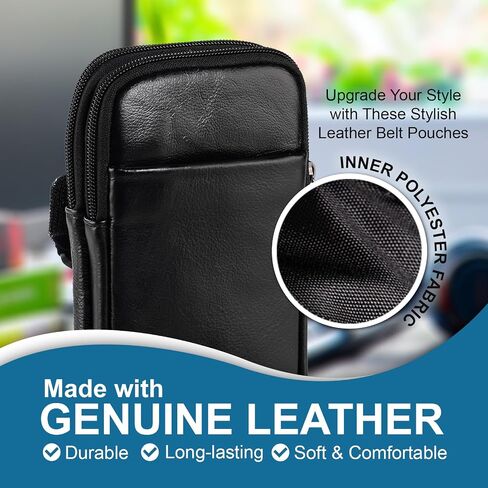 Genuine Leather Cell Phone Purse with Shoulder Strap, Travel Small Crossbody Bag for Women and Men, Phone Holster Arm Bag Belt Clip Pouch Case Fits for Samsung Galaxy A15 S24 Ultra S23+ (Black) in Saudi Arabia