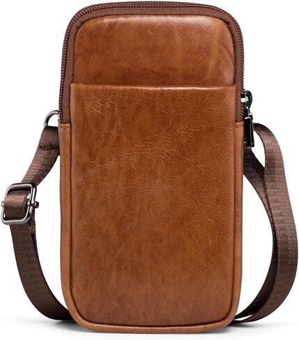 محفظة هاتف محمول من الجلد الطبيعي مع حزام كتف، حقيبة سفر صغيرة تمر بالجسم للنساء والرجال، حافظة هاتف بمشبك حزام وحقيبة هاتف تناسب هاتف Samsung Galaxy A15 S24 Ultra S23+ (أسود) in Kuwait