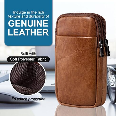 محفظة هاتف محمول من الجلد الطبيعي مع حزام كتف، حقيبة سفر صغيرة تمر بالجسم للنساء والرجال، حافظة هاتف بمشبك حزام وحقيبة هاتف تناسب هاتف Samsung Galaxy A15 S24 Ultra S23+ (أسود) in Kuwait