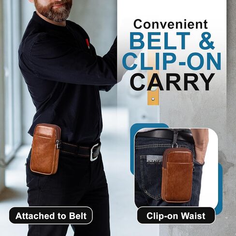 محفظة هاتف محمول من الجلد الطبيعي مع حزام كتف، حقيبة سفر صغيرة تمر بالجسم للنساء والرجال، حافظة هاتف بمشبك حزام وحقيبة هاتف تناسب هاتف Samsung Galaxy A15 S24 Ultra S23+ (أسود) in Kuwait