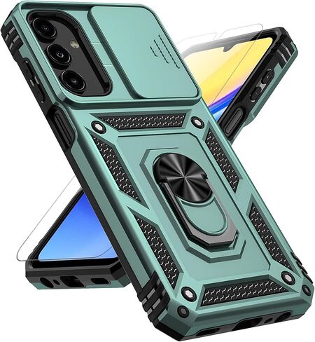 for Samsung Galaxy A15 5G Case with Slide Camera Cover HD Screen Protector [Military Grade 16ft. Drop Tested] Magnetic Ring Holder Kickstand Protective Phone Case for Galaxy A15 5G 2024, Black in Kuwait