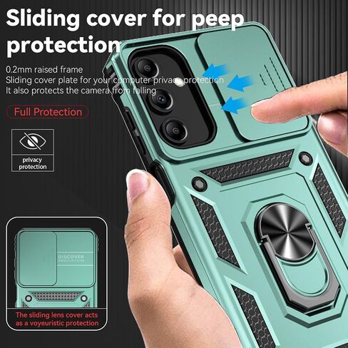 for Samsung Galaxy A15 5G Case with Slide Camera Cover HD Screen Protector [Military Grade 16ft. Drop Tested] Magnetic Ring Holder Kickstand Protective Phone Case for Galaxy A15 5G 2024, Black in Kuwait