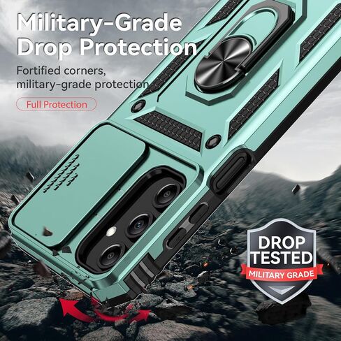 for Samsung Galaxy A15 5G Case with Slide Camera Cover HD Screen Protector [Military Grade 16ft. Drop Tested] Magnetic Ring Holder Kickstand Protective Phone Case for Galaxy A15 5G 2024, Black in Kuwait