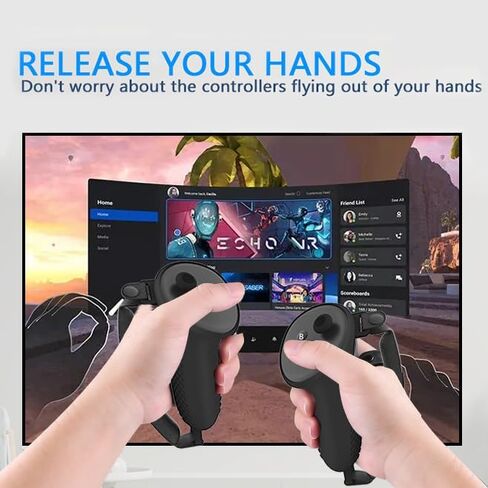 غطاء مقابض وحدة التحكم متوافق مع ملحقات Meta Quest 3، غطاء مقبض سيليكون غير قابل للانزلاق MTomatoVR، غطاء وحدات تحكم الواقع الافتراضي مع أشرطة واقية + أغطية أزرار، أسود in Kuwait