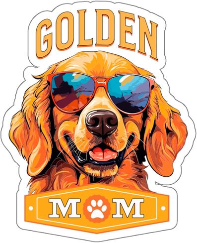Golden Retriever Mom Sticker Dog Souvenir Decal Vinyl Small Waterproof for Water Bottle Mug Passport Book Scrapbook Notebook Laptop Tumbler Skateboard Computer Phone Size 4" Funny Gift in Saudi Arabia