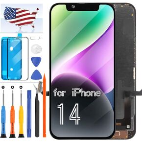 [OLED] for iPhone 14 Screen Replacement 6.1" [NOT LCD] Display 3D Touch Frame Digitizer Assembly for Model A2882, A2649, A2881, A2884, A2883 LCD with Repair Kit(Small Size)