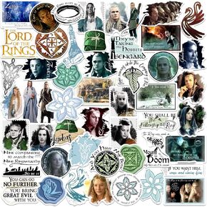 Lord of The Rings Elves of Middle-Earth 50ct Vinyl Large Deluxe Stickers Variety Pack - Laptop, Water Bottle, Scrapbooking, Tablet, Skateboard, Indoor/Outdoor